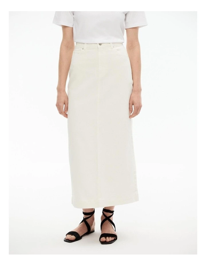 Denim Maxi Skirt in Parchment image 2