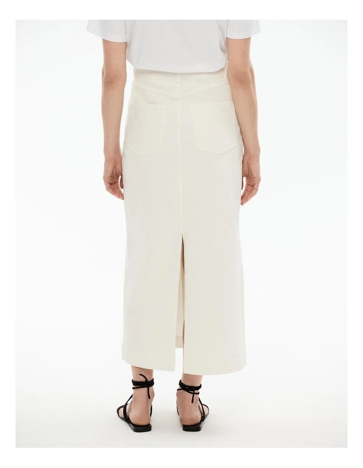 Denim Maxi Skirt in Parchment image 4