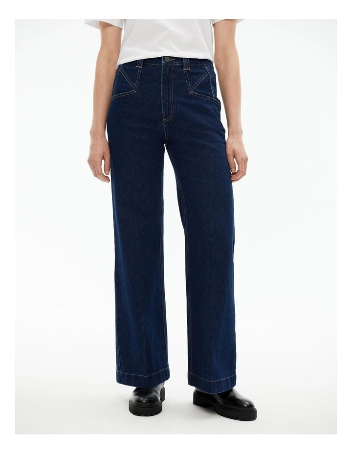 Wide Leg Angled Pocket Jean in Dark Indigo image 1
