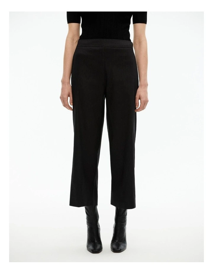 Stretch Linen Blend Crop Pant in Black image 2