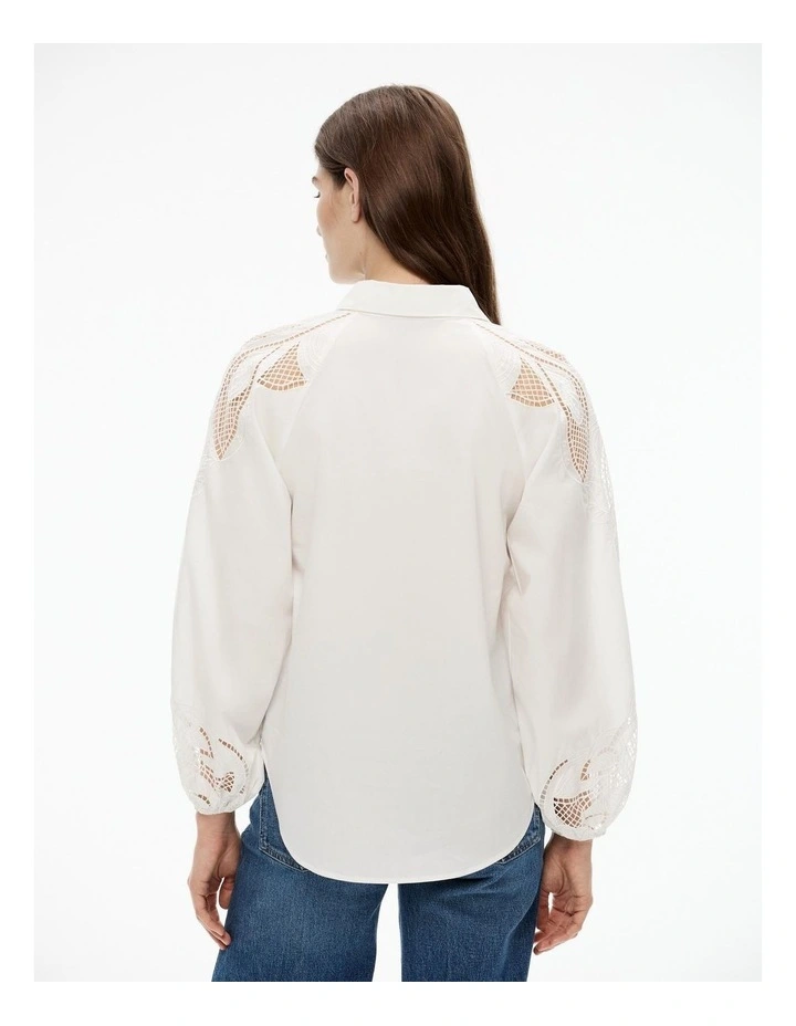 Cotton Broderie Blouse in Chalk image 4