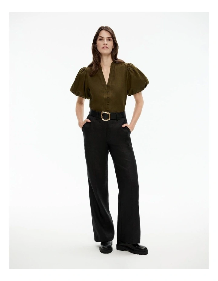 Hemp Puff Sleeve Blouse in Jungle image 2