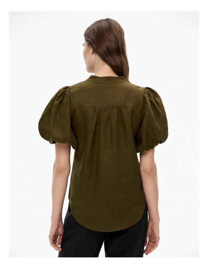Hemp Puff Sleeve Blouse in Jungle image 5