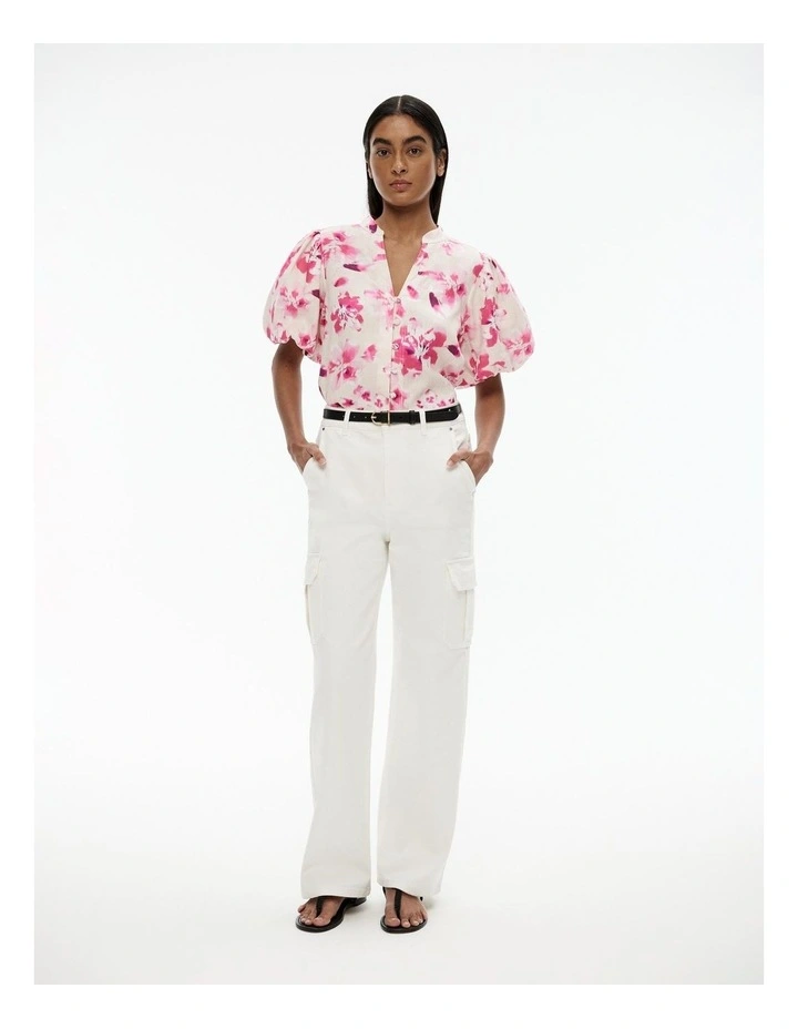 Ikat Bloom Print Blouse in Buff image 2