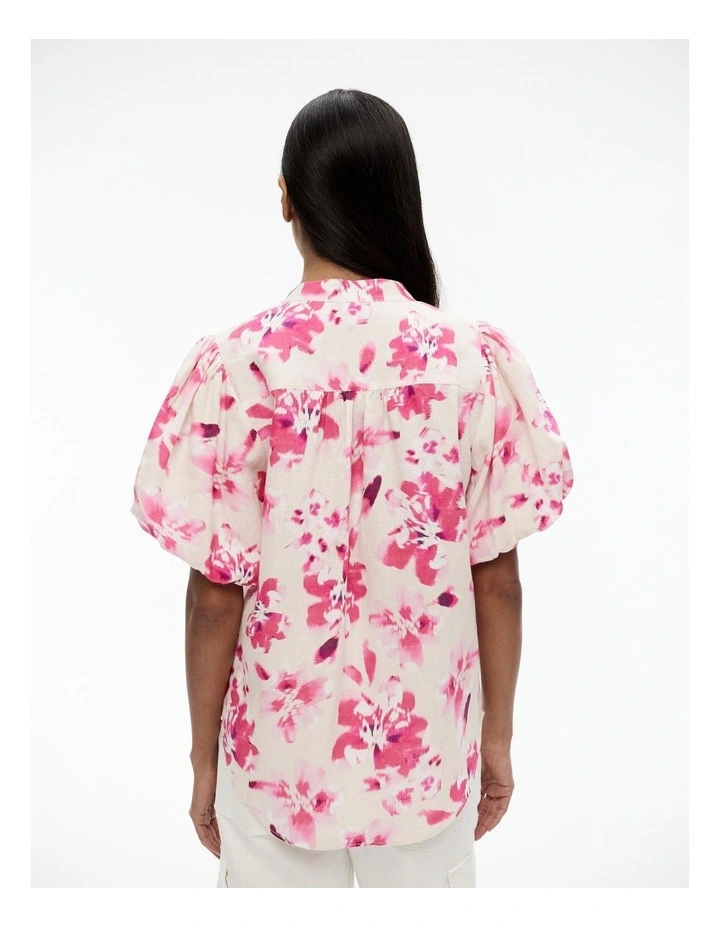 Ikat Bloom Print Blouse in Buff image 4