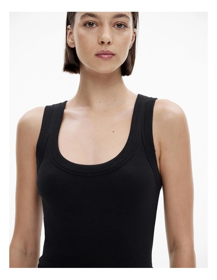 Annie Scoop Neck Tank - White