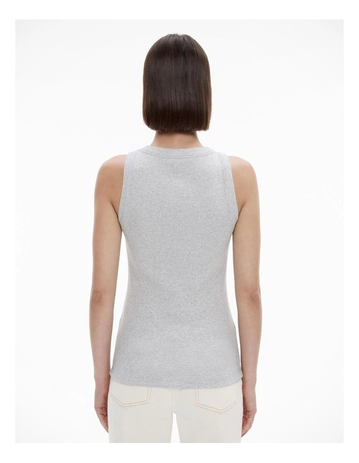Cotton Scoop Neck Tank in Light Grey Marle image 4