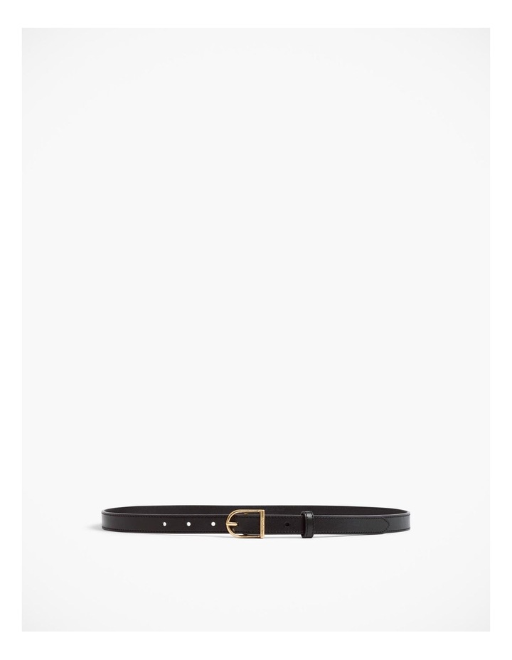 Curved Buckle Slim Belt in Black