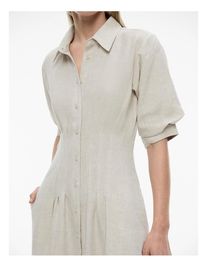French Linen Dart Midi Dress in Flax image 3