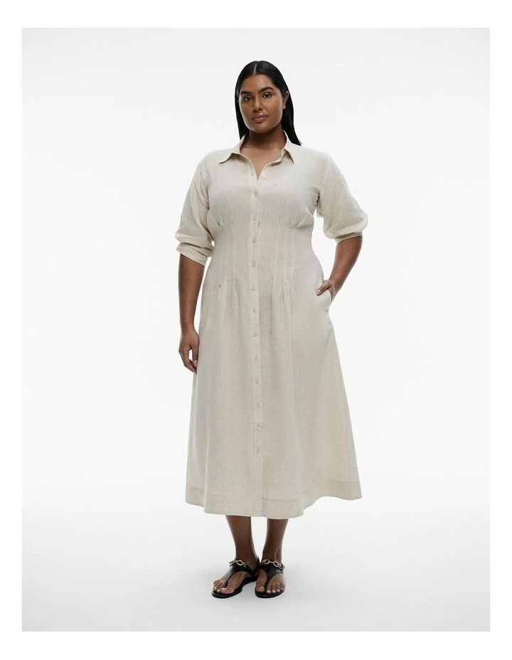 French Linen Dart Midi Dress in Flax image 5