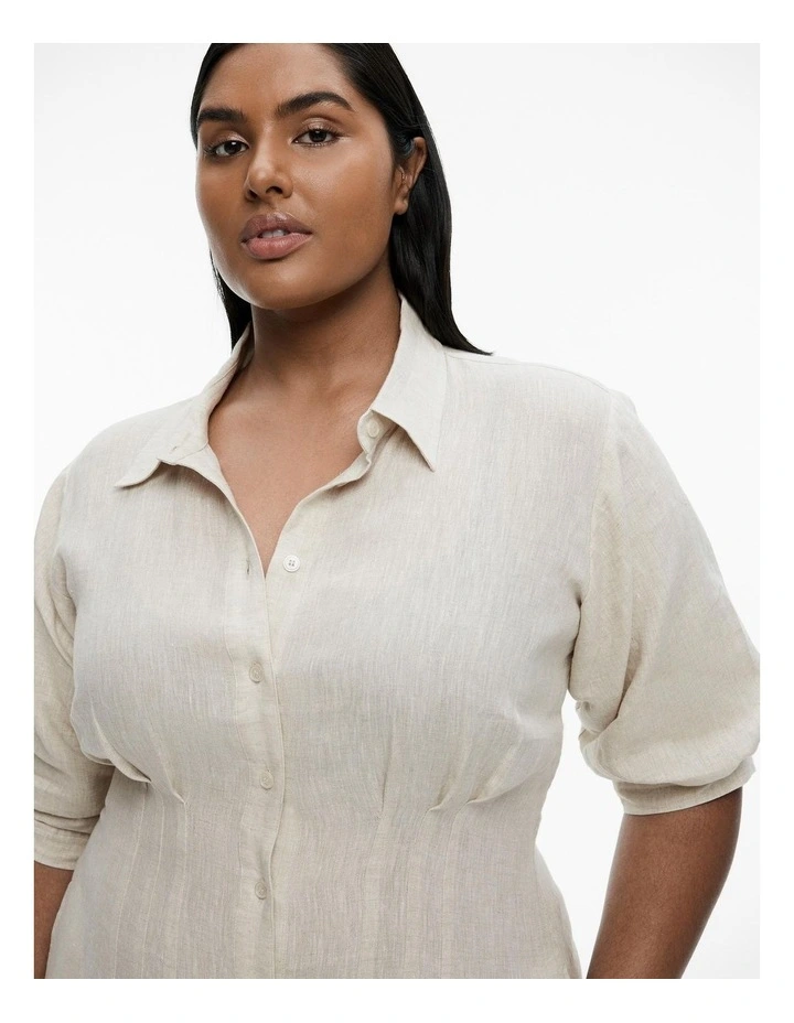 French Linen Dart Midi Dress in Flax image 6