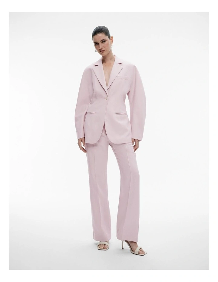 Linen Blend Dolman Single-breasted Blazer in Soft Pink image 2