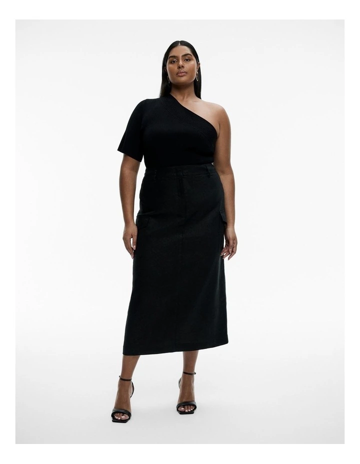 One Shoulder Knit Top in Black image 6