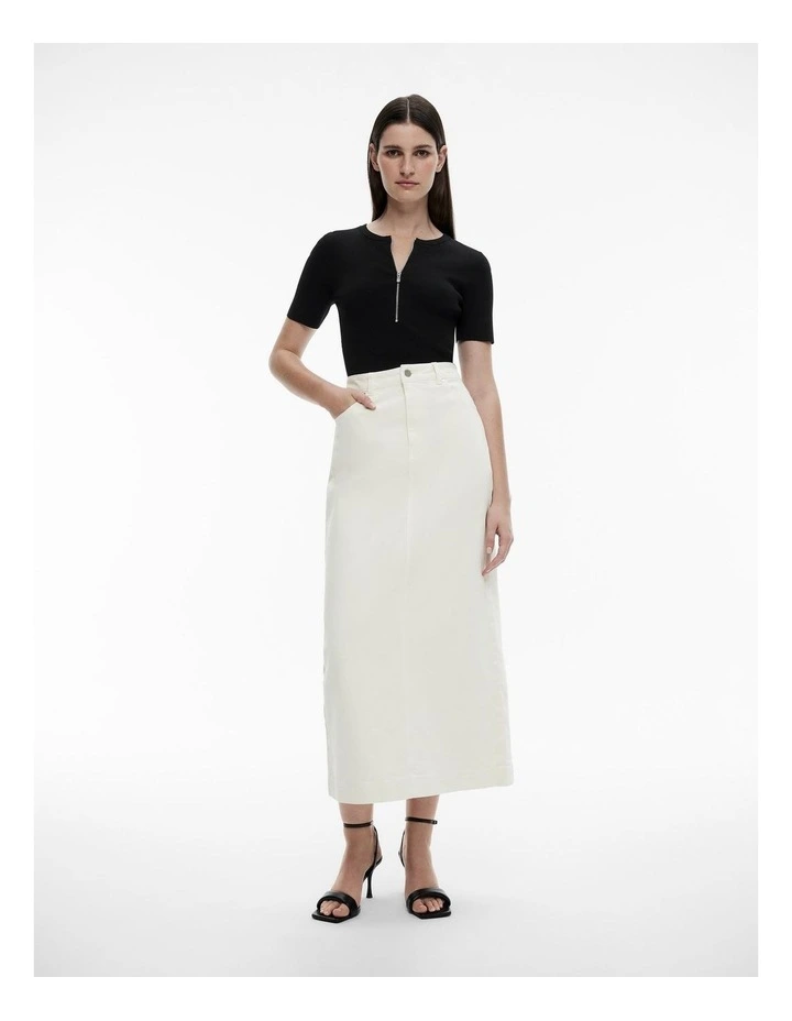 Zip Front Rib Knit in Black image 2