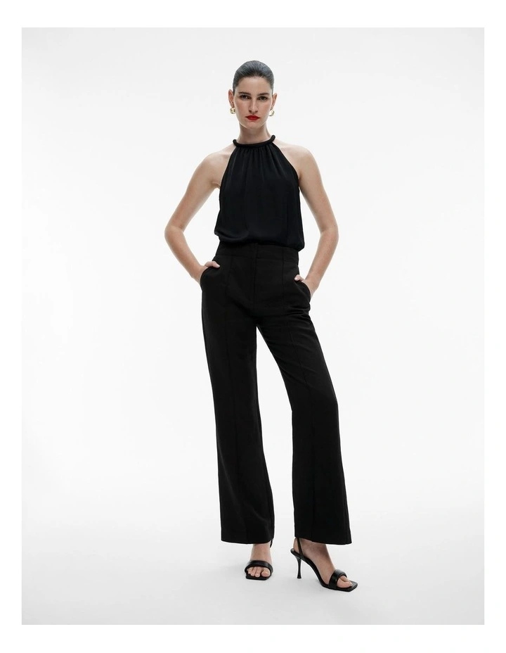 Satin Halter Blouse Top in Black image 2