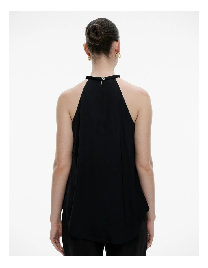 Satin Halter Blouse Top in Black image 4