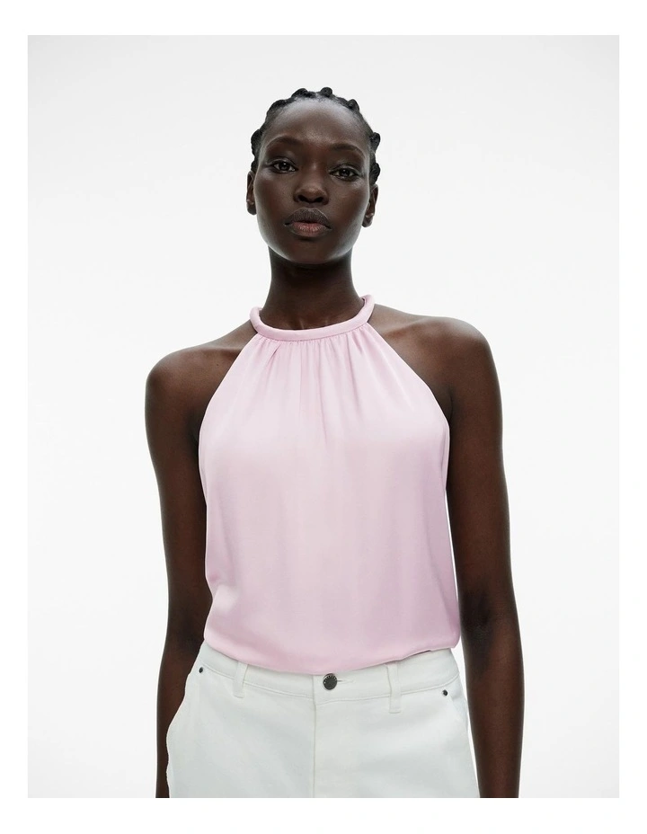 Satin Halter Blouse Top in Soft Pink image 1