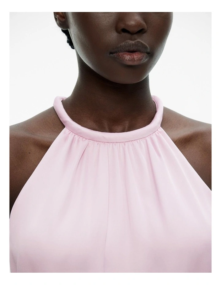 Satin Halter Blouse Top in Soft Pink image 3