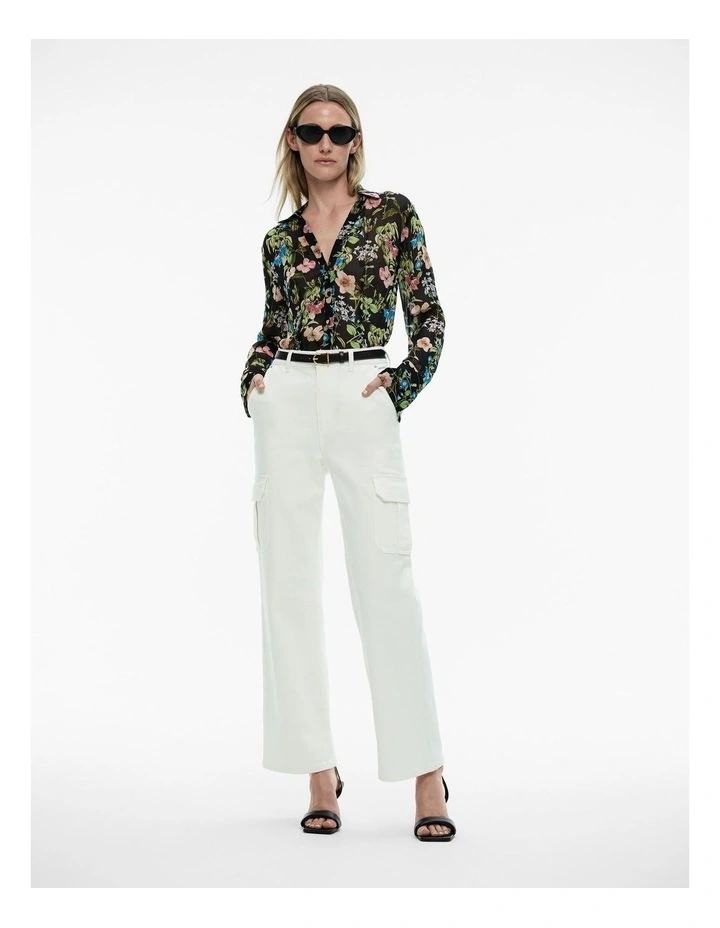 Botanical Georgette Shirt in Raven image 2