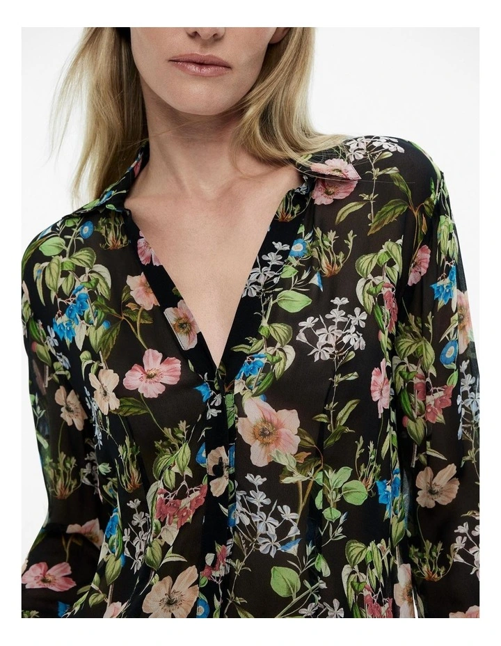 Botanical Georgette Shirt in Raven image 3