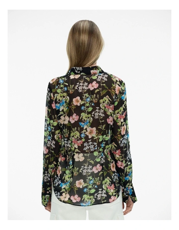 Botanical Georgette Shirt in Raven image 4