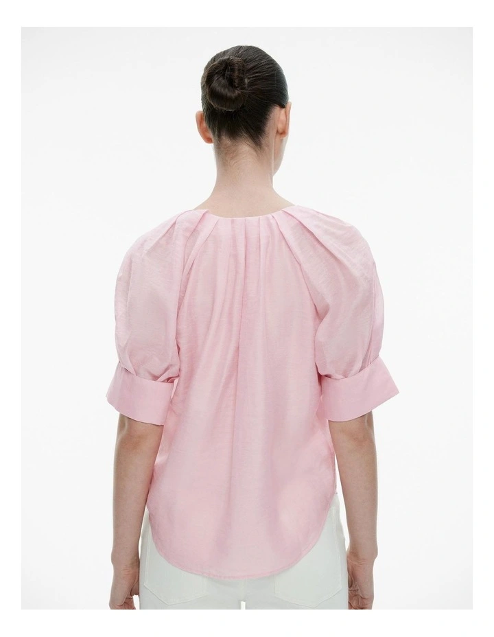 Pleat Detail Cuff Blouse in Soft Pink image 4