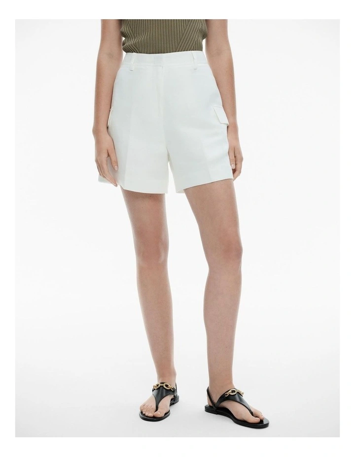 Linen Viscose Utility Short in Chalk image 1