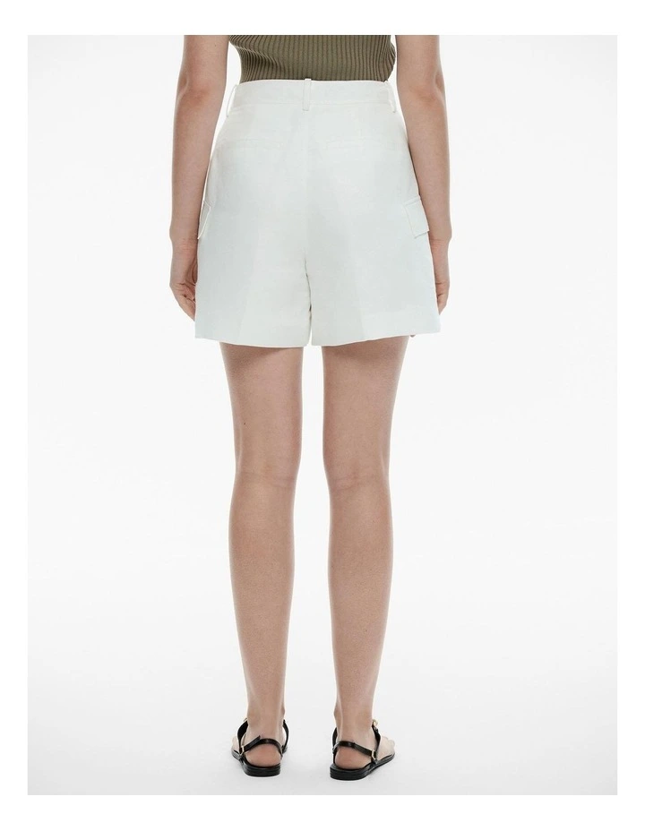 Linen Viscose Utility Short in Chalk image 4