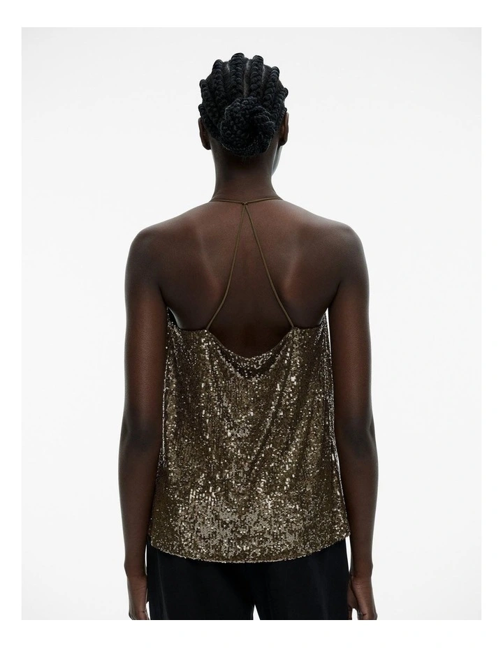 Sequin Cowl Neck Camisole in Jungle image 4