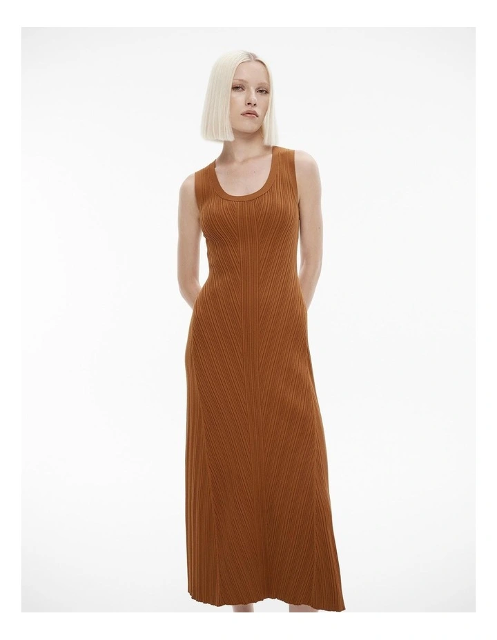 Rib Scoop Neck Knit Dress in Faded Terracotta image 1