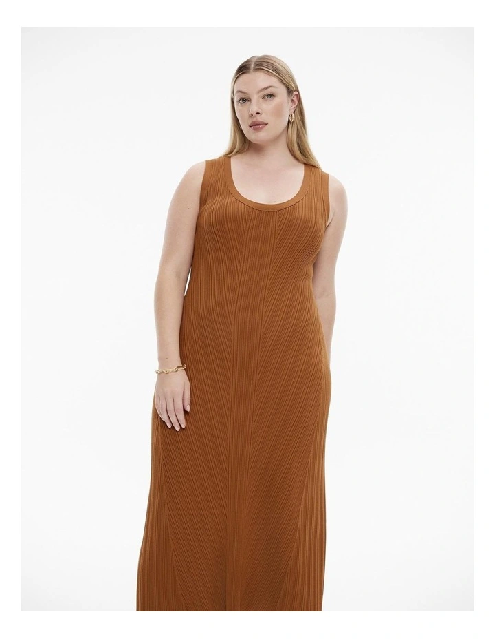 Rib Scoop Neck Knit Dress in Faded Terracotta image 5
