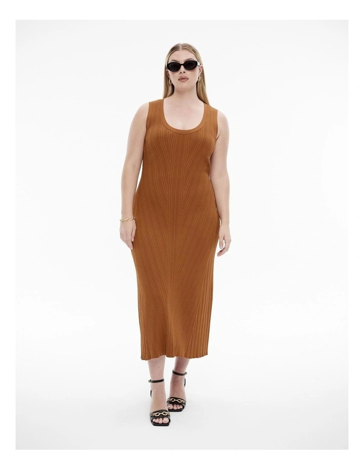 Rib Scoop Neck Knit Dress in Faded Terracotta image 6