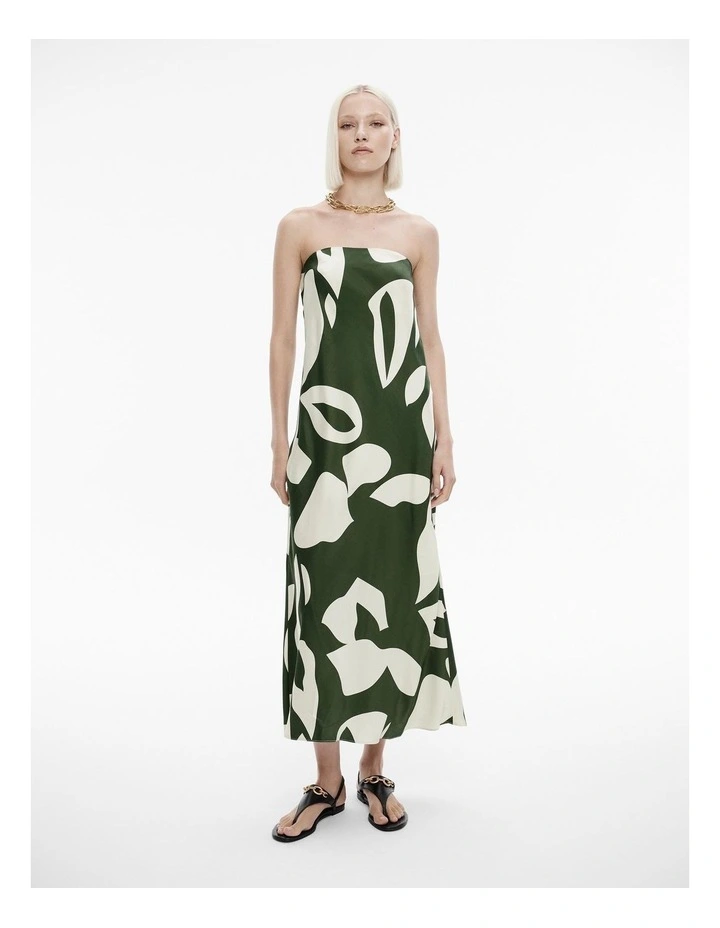 Abstract Stamp Sleeveless Dress in True Olive image 2