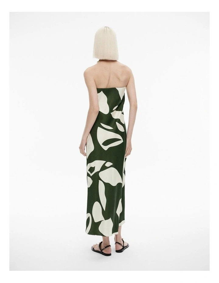 Abstract Stamp Sleeveless Dress in True Olive image 4