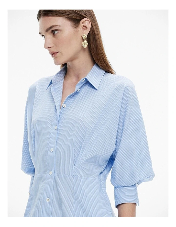 Stripe Dolman Sleeve Dress in Dusty Blue image 3