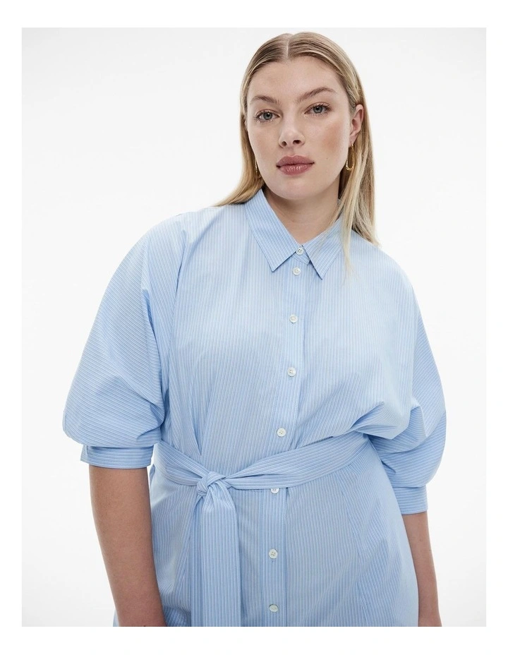 Stripe Dolman Sleeve Dress in Dusty Blue image 7