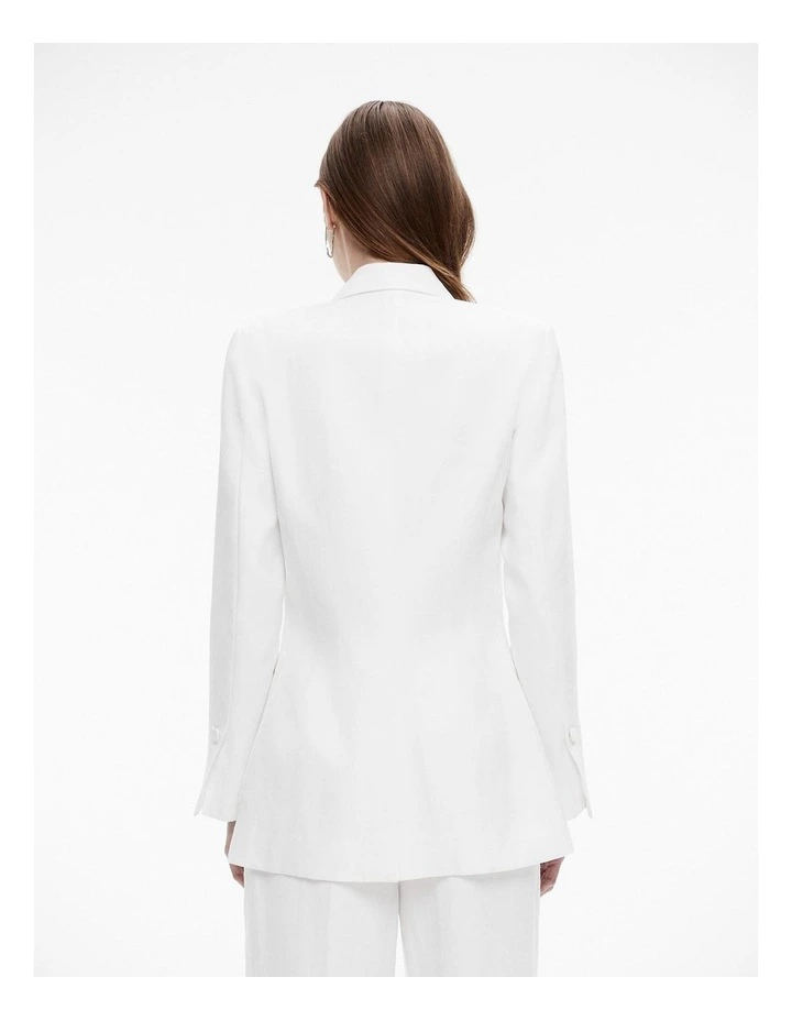 Linen Blend Single-breasted Blazer in Chalk image 4