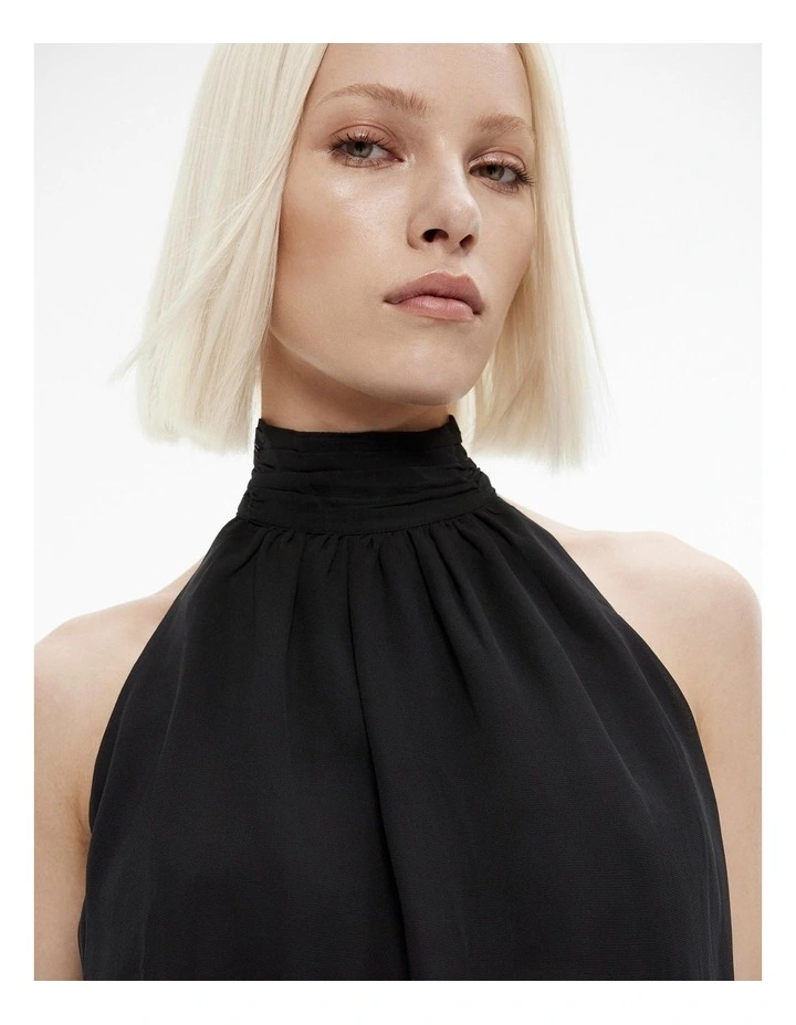 High-low Hem Halter Top in Black image 3