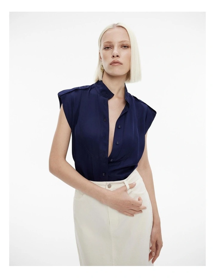 Utility Sleeveless Shirt in Ink Blue image 1