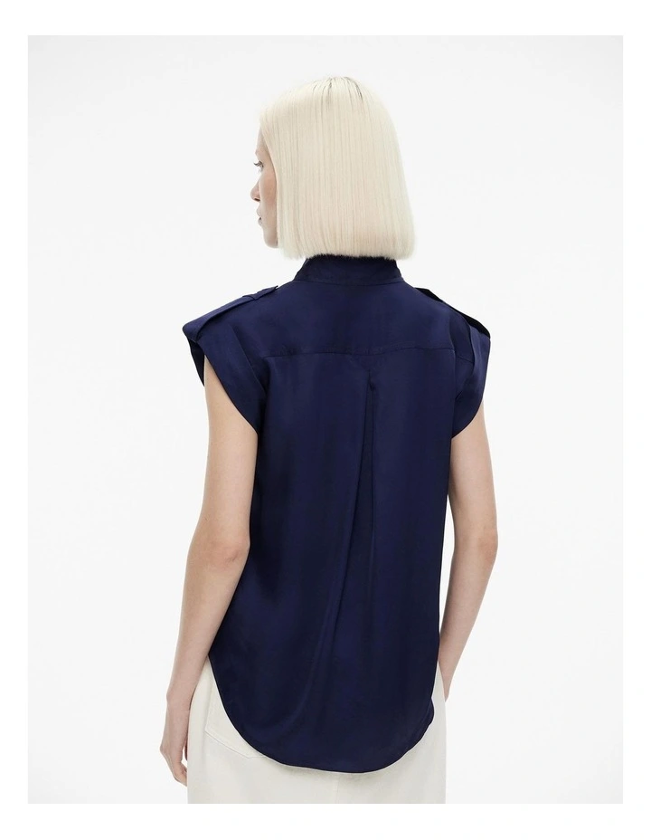 Utility Sleeveless Shirt in Ink Blue image 4