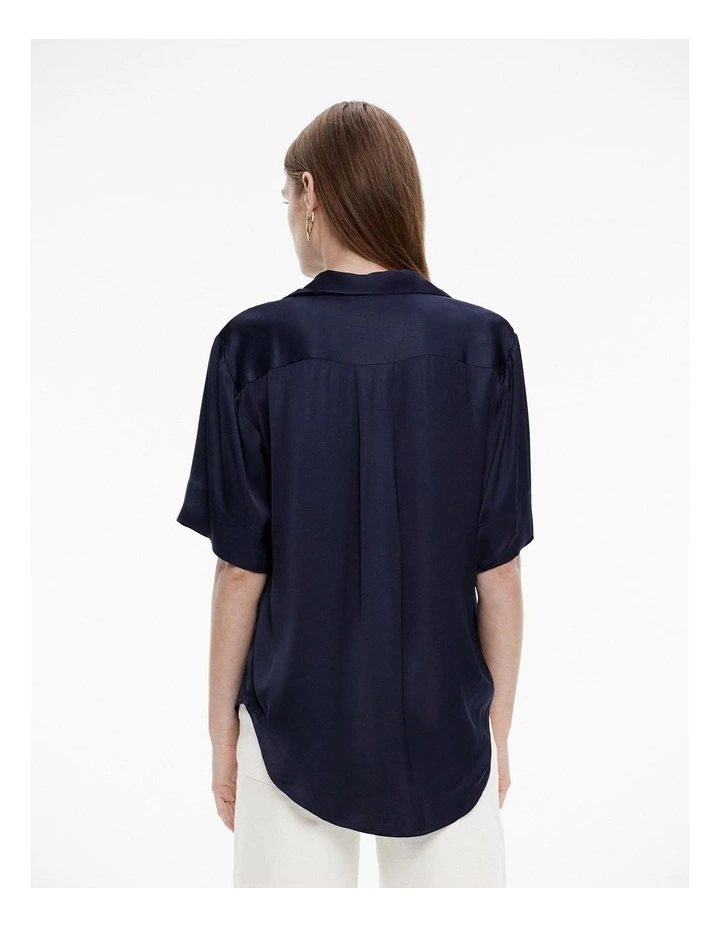 Satin Button Shirt in Blue Night image 4