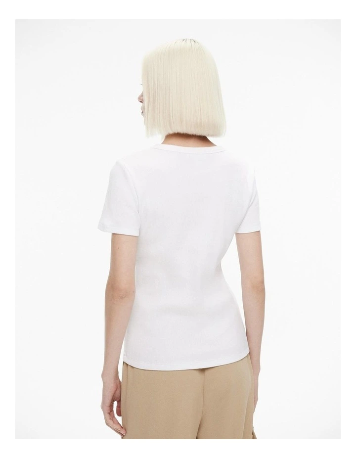 Cotton Rib Short Sleeve Tee in Pure White image 4