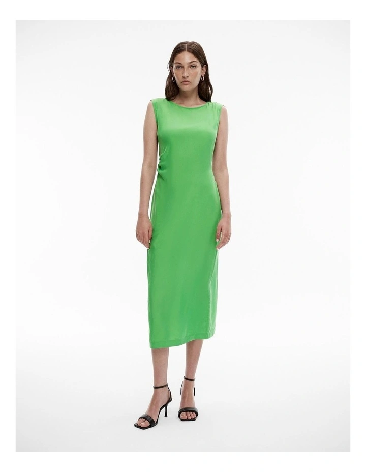 Cupro Sheath Dress in Lime Green image 1