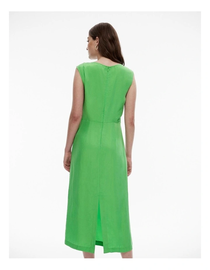 Cupro Sheath Dress in Lime Green image 4