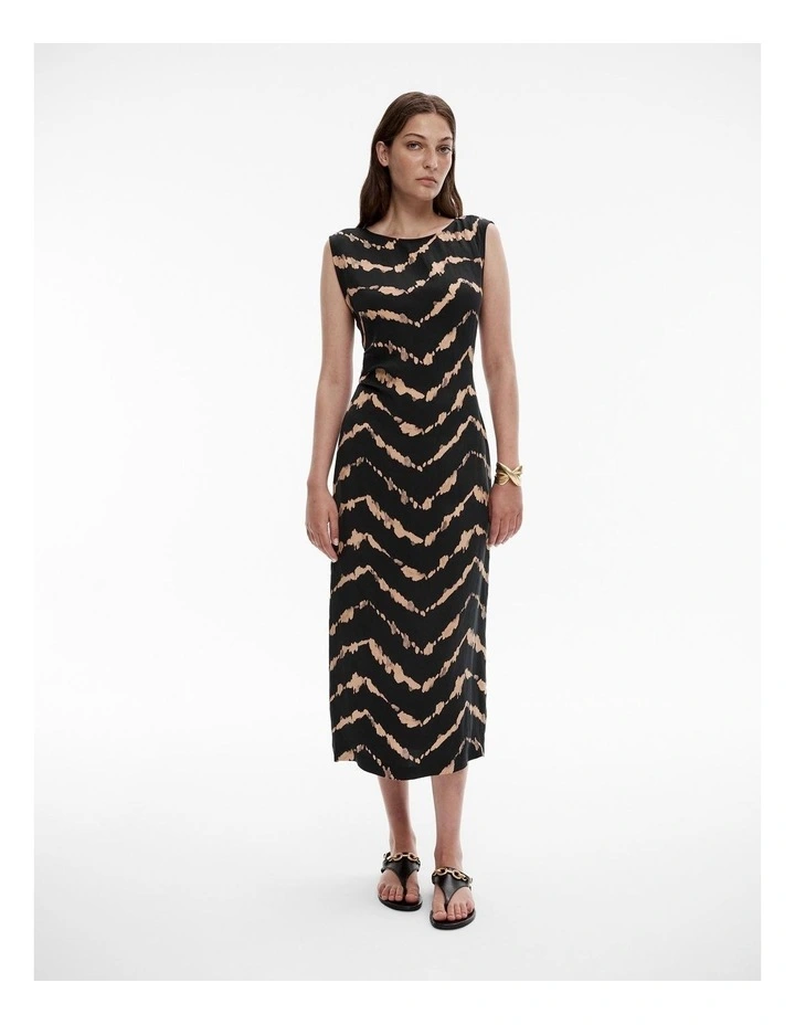 Cupro Print Sheath Dress in Black Speckle image 1