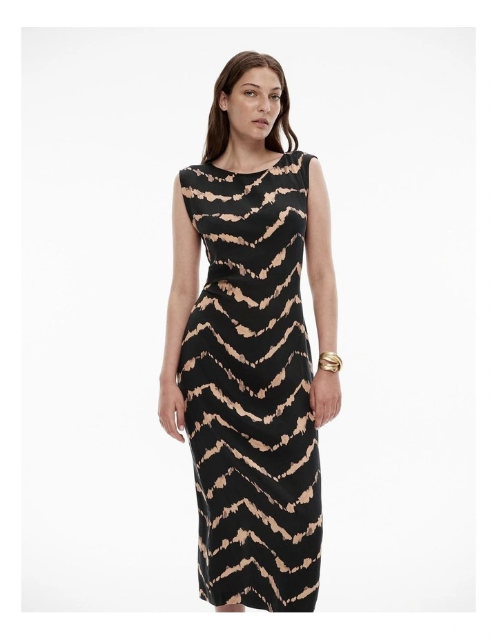 Cupro Print Sheath Dress in Black Speckle image 2