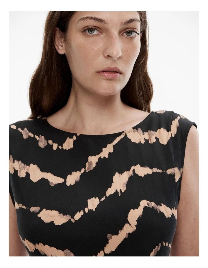 Cupro Print Sheath Dress in Black Speckle image 3