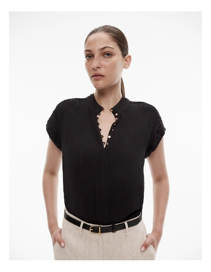 Yoryu Cap Sleeve Blouse in Black image 1