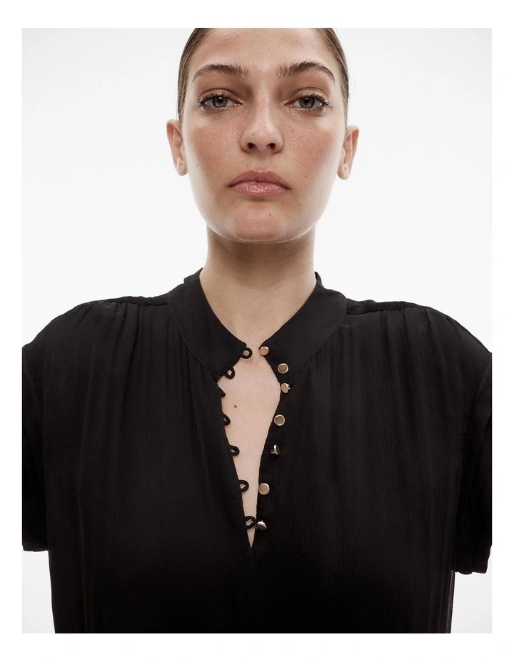 Yoryu Cap Sleeve Blouse in Black image 3