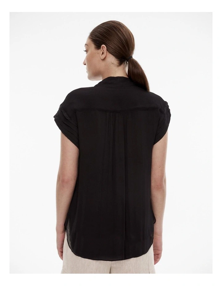 Yoryu Cap Sleeve Blouse in Black image 4